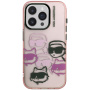 Karl Lagerfeld IML Multi K&CH Heads husă pentru iPhone 15 Pro - roz