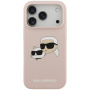 Karl Lagerfeld Double Heads husă siliconată cu MagSafe pentru iPhone 17 Pro - roz