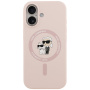 Karl Lagerfeld Karl and Choupette husă siliconică cu MagSafe pentru iPhone 17 - roz