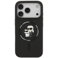 Husă silicon Karl Lagerfeld Karl and Choupette cu MagSafe pentru iPhone 17 Pro Max - negru