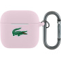 Husă silicon Lacoste Croc Logo cu carabină pentru AirPods 4 / 5 - roz