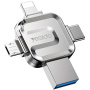 Yesido FL15 4 în 1 flash disk cu conectori USB-C / Lightning / USB-A / micro USB - 16GB - argintiu