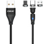 Cablu de încărcare și date 3 în 1 ENKAY cu conectori magnetici interschimbabili - USB-A la USB-C / Lightning / micro USB - 1 m - negru