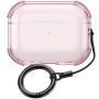 Husă transparentă cu carabină pentru AirPods Pro 3 - roz