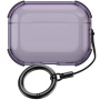 Husă transparentă cu carabină pentru AirPods Pro 3 - violet închis