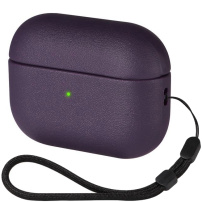 Husă texturată piele cu șnur pentru AirPods Pro 3 - mov închis