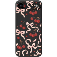 Husă de protecție cu model de fundițe și cireșe pentru iPhone Air - negru