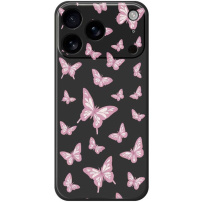 Husă de protecție cu model fluturi pentru iPhone 17 Pro Max - negru