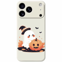 Husă de protecție cu model fantomă cu dovleac pentru iPhone 17 Pro Max - bej