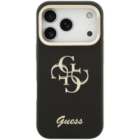Husă Guess Grained 4G Logo cu suport rabatabil pentru iPhone 17 Pro Max - negru