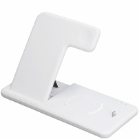 Suport pliabil wireless 4 în 1 Q20 pentru iPhone / Apple Watch / AirPods cu conector Lightning - 15W - alb