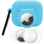 Set 3în1 husă din silicon și folie de protecție pentru partea din față și din spate pentru AirPods Pro 3 / AirTag 1 / 2 - albastru luminos