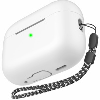 Carcasă din silicon AhaStyle cu curelușă pentru AirPods Pro 3 - alb