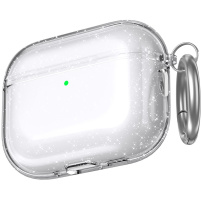 AhaStyle husă transparentă cu sclipici și carabină pentru AirPods Pro 3 - argintiu