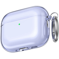 AhaStyle husă transparentă cu carabină pentru AirPods Pro 3 - mov