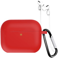 Carcasă din silicon cu carabină și șnur anti-pierdere pentru AirPods Pro 3 - roșu