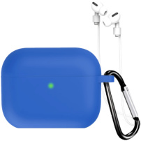 Carcasă din silicon cu carabină și șnur anti-pierdere pentru AirPods Pro 3 - albastru regal