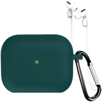 Carcasă din silicon cu carabină și șnur anti-pierdere pentru AirPods Pro 3 - petrol