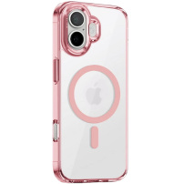 Carcasă transparentă cu ramă colorată și MagSafe pentru iPhone 17 - roz