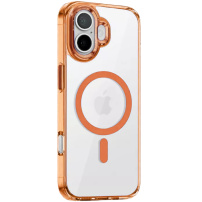 Carcasă transparentă cu ramă colorată și MagSafe pentru iPhone 17 - portocaliu