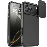 Carcasă mată cu capac glisant pentru cameră pentru iPhone 17 Pro - negru