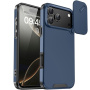 Carcasă mată cu capac glisant pentru cameră pentru iPhone 17 Pro - albastru închis