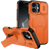 Husă cu capac glisant pentru cameră, suport pliabil și MagSafe pentru iPhone 17 - portocaliu