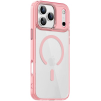 Carcasă transparentă cu ramă colorată și MagSafe pentru iPhone 17 Pro - roz