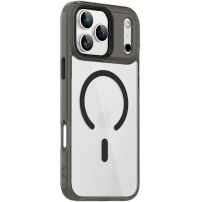 Carcasă transparentă cu ramă colorată și MagSafe pentru iPhone 17 Pro - negru