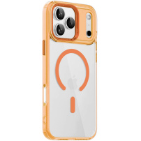 Carcasă transparentă cu ramă colorată și MagSafe pentru iPhone 17 Pro - portocaliu