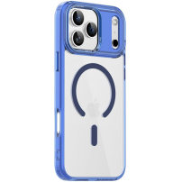 Carcasă transparentă cu ramă colorată și MagSafe pentru iPhone 17 Pro Max - albastru închis