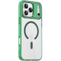 Carcasă transparentă cu ramă colorată și MagSafe pentru iPhone 17 Pro Max - verde