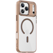 Carcasă transparentă cu ramă colorată și MagSafe pentru iPhone 17 Pro Max - maro