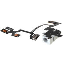 Cablu flex cu conector Audio Jack, butoane de volum şi buton mute, pentru Apple iPhone 4 - alb