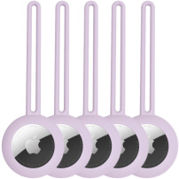 Husă de protecție din silicon cu buclă pentru AirTag 1 / 2 - 5 buc - violet deschis