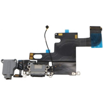 Conector de alimentare şi de date, cu conector jack şi cu cablu flex, pentru Apple iPhone 6S - gri space (Space Gray)