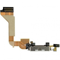 Conector de alimentare şi de date, cu microfon şi cu cablu flex, pentru Apple iPhone 4 - alb