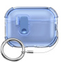 Husă transparentă cu închidere și carabină pentru AirPods Pro 3 - albastru