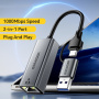 ESSAGER 2în1 adaptor ethernet - RJ45 la USB-C / USB-A - gri