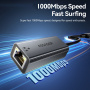 ESSAGER 2în1 adaptor ethernet - RJ45 la USB-C / USB-A - gri