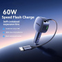 MOMAX UC19 set încărcător auto cu porturi USB-C / USB-A și cablu USB-C retractabil - 60W - 0,72 m - albastru închis