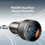 ESSAGER ES-CC21 încărcător auto cu porturi USB-C / USB-A - 45W - negru