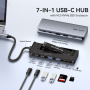 ESSAGER ES-HB01 hub 7în1 - disc SSD / slot pentru card SD / TF / 2x USB-C / 2x USB-A la USB-C - gri închis
