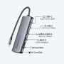ESSAGER ES-HB01 hub 7în1 - disc SSD / slot pentru card SD / TF / 2x USB-C / 2x USB-A la USB-C - gri închis