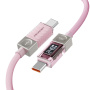 ESSAGER Crystal Clear împletit încărcare și date cablu - USB-C la USB-C - 1 m - roz
