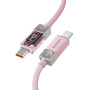 ESSAGER Crystal Clear împletit încărcare și date cablu - USB-C la USB-C - 1 m - roz