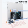 Cablu de încărcare și date împletit ESSAGER Crystal Clear - USB-C la USB-C - 2 m - mov-albastru