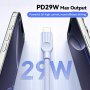 ESSAGER ES-X73 cablu de date și încărcare împletit - USB-C la Lightning - 2 m - verde-roz