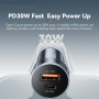 ESSAGER ES-CC24 încărcător auto cu porturi USB-C / USB-A - 30W - negru