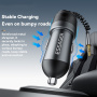 ESSAGER ES-CC20 Transmițător FM Bluetooth auto cu porturi USB-C / USB-A și cablu jack 3,5 mm - 35W - gri